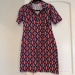 NWOT KATHERINE WAY 3/4 sleeve polo dress in day S Pink navy